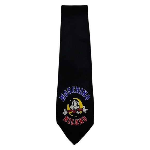 Moschino Milano Black Mickey Mighty Mouse Silk Tie - Picture 1 of 4